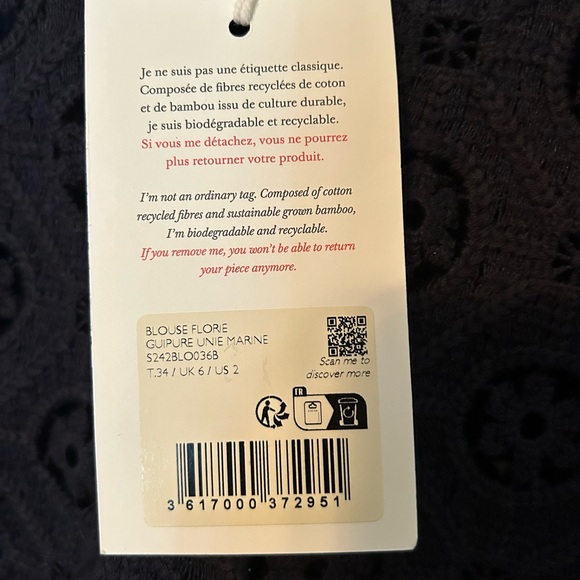 Sézane Navy Florie Blouse - Picture 8 of 11